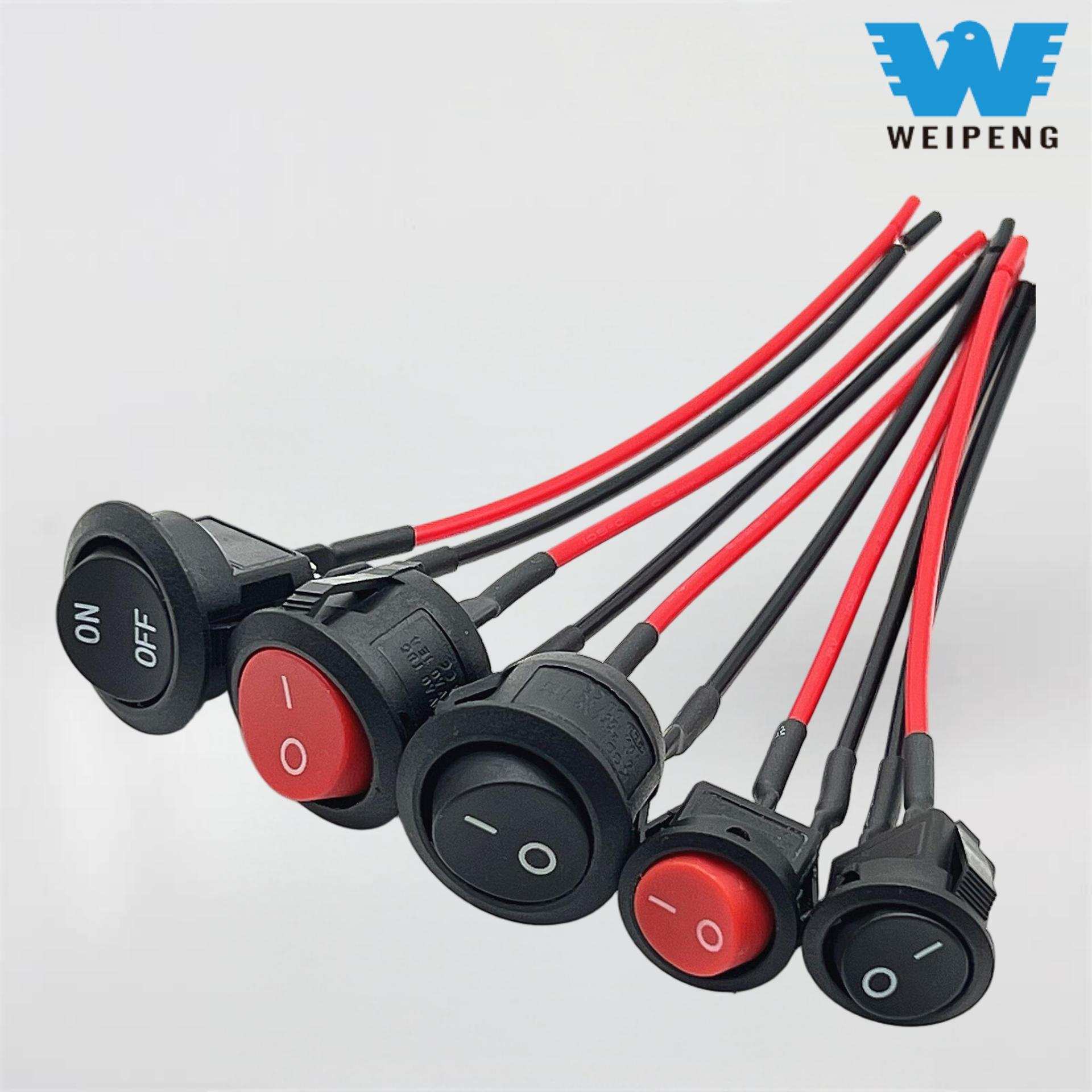 Tam Yuvarlak Açılış 20mm Yuvarlak İki Pimli Lehimleme Rocker Anahtarı