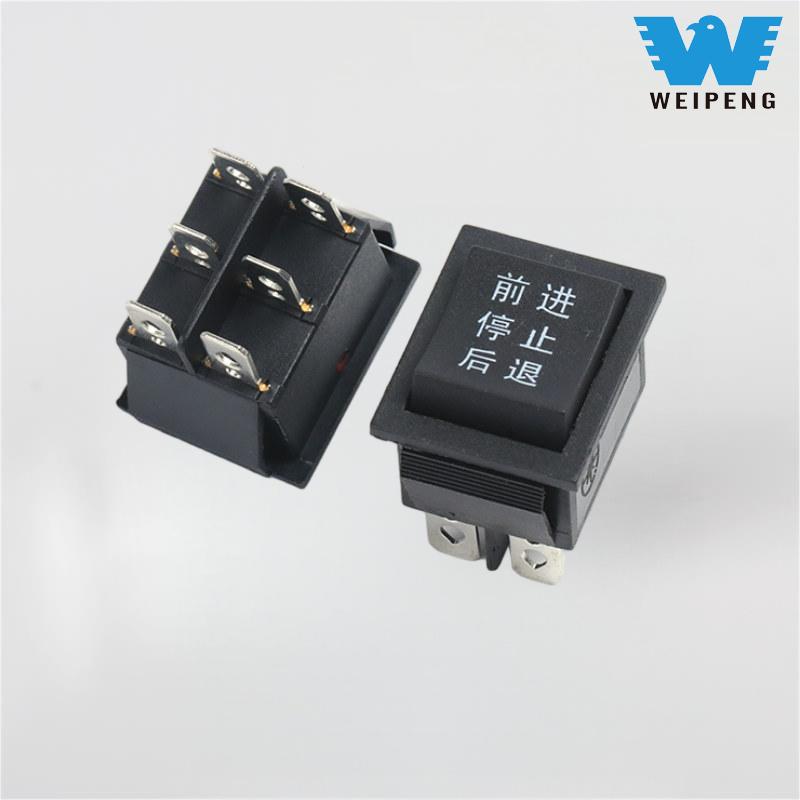 KCD4 Siyah 31*25mm 6 pinli 3 pozisyonlu 16A 250V Basmalı Anahtar
