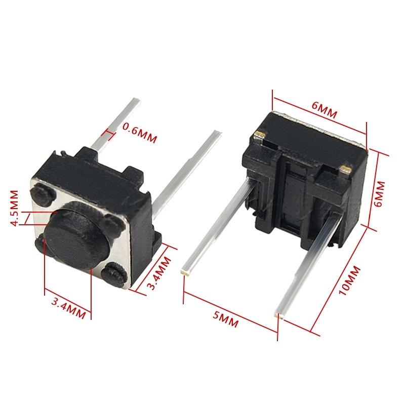 İki Pimli 6*6*4.5 Mikro Dokunsal Dikey Basmalı Düğme Anahtarı