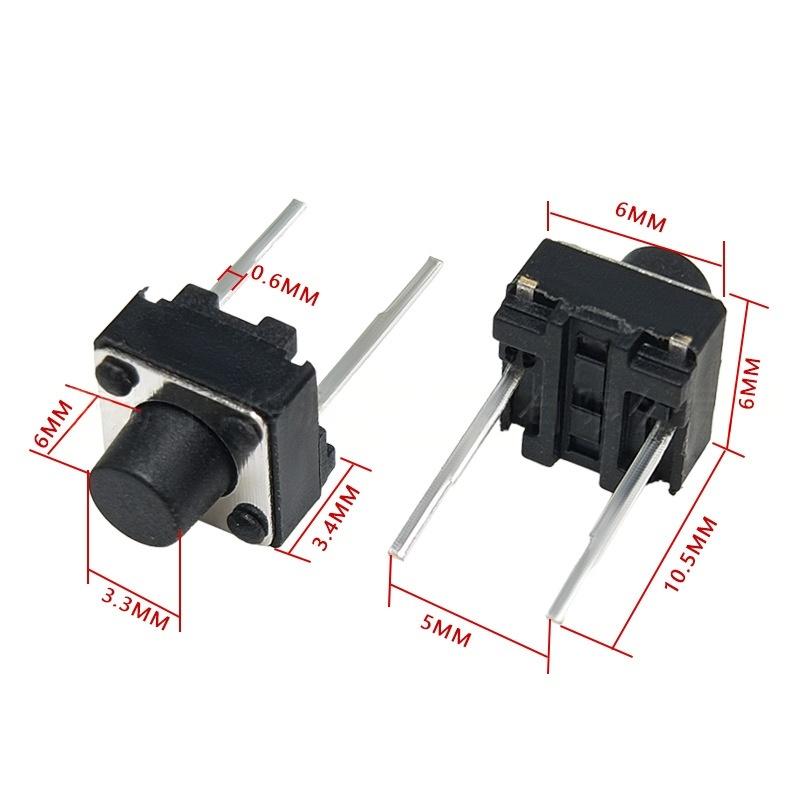 İki Pimli 6*6*6 Mikro Hareketli Dikey Dokunsal Basmalı Düğme Anahtarı